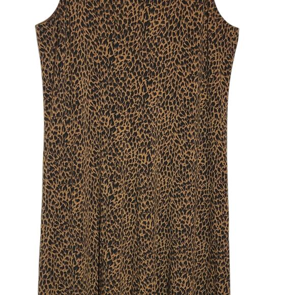 Garnet Hill Leopard Animal Print Maxi Dress Sleeveless Brown Black Casual Size L - Picture 5 of 16